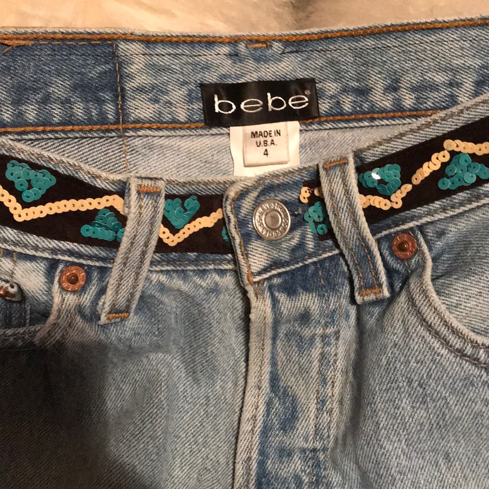 Bebe beaded sequin Levi 501 jeans - Picture 6 of 11